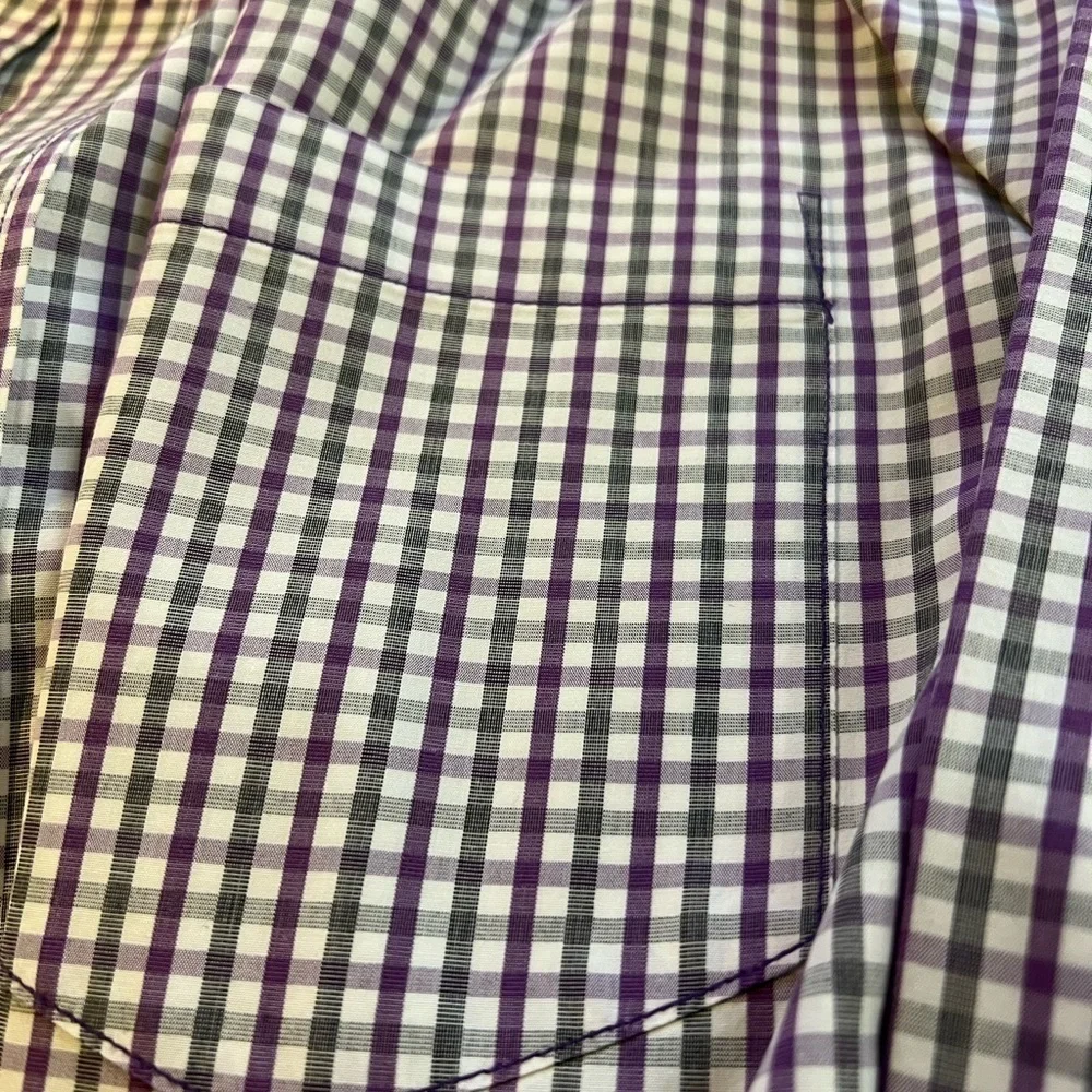BANANA REPUBLIC PURPLE/LIGHT BLACK/WHITE CHECKED SHIRT